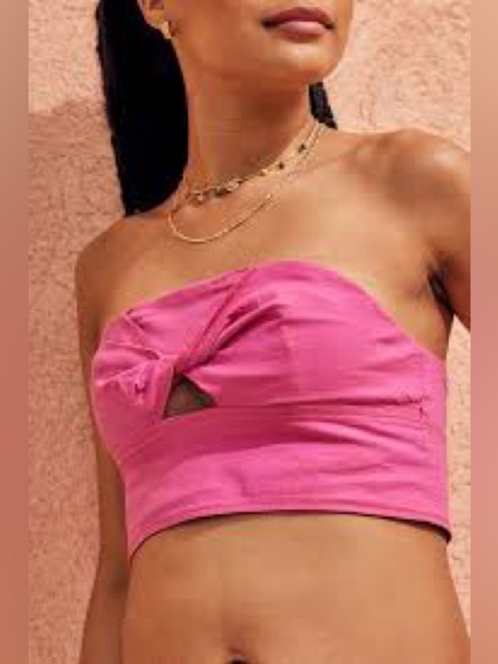 Urban outfitters Serena twisted tube top hot pink strapless